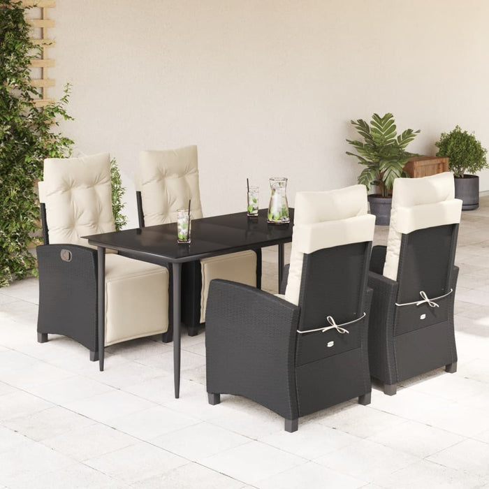 Set mobilier de grădină cu perne, 5 piese, negru, poliratan - WALTI WALTI