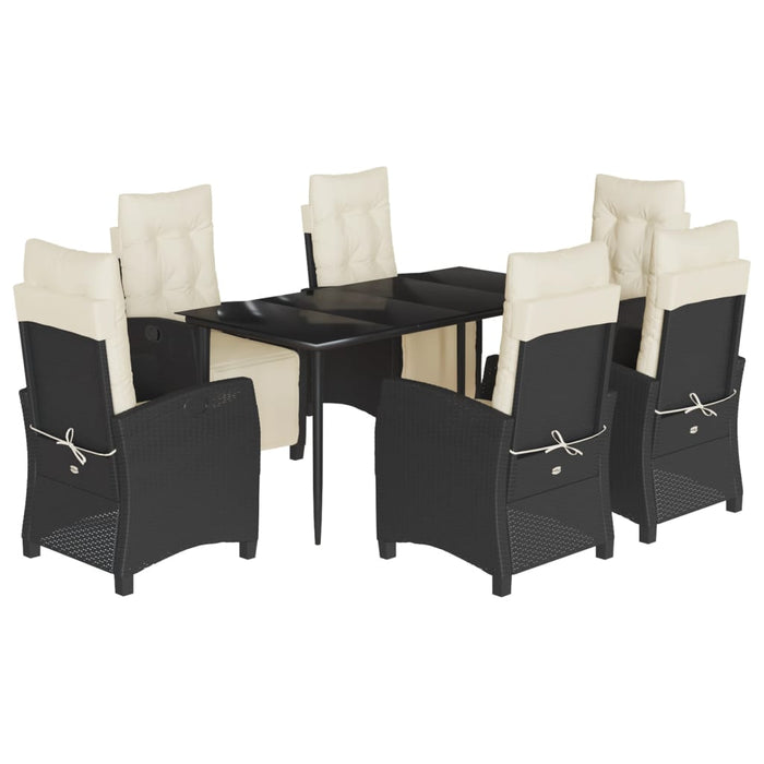 Set mobilier de grădină cu perne, 7 piese, negru, poliratan - WALTI WALTI