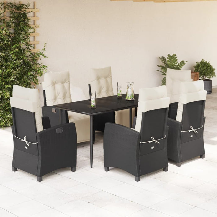 Set mobilier de grădină cu perne, 7 piese, negru, poliratan - WALTI WALTI
