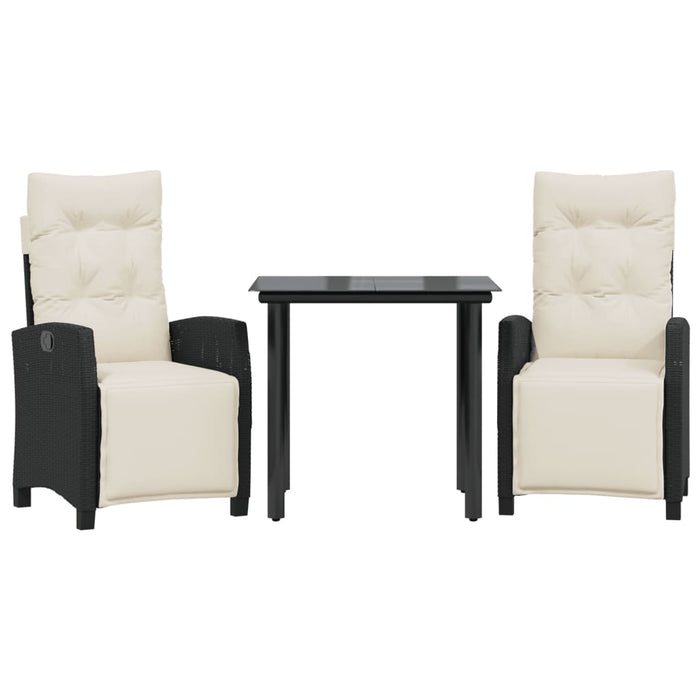 Set mobilier de grădină cu perne, 3 piese, negru, poliratan - WALTI WALTI