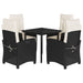 Set mobilier de grădină cu perne, 5 piese, negru, poliratan - WALTI WALTI