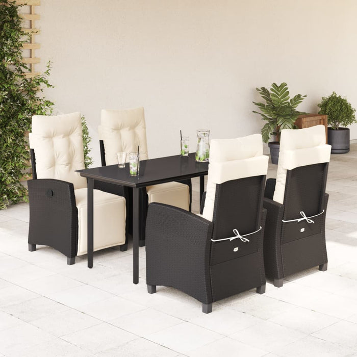 Set mobilier de grădină cu perne, 5 piese, negru, poliratan - WALTI WALTI