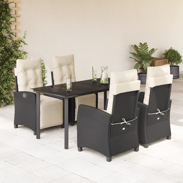 Set mobilier de grădină cu perne, 5 piese, negru, poliratan - WALTI WALTI