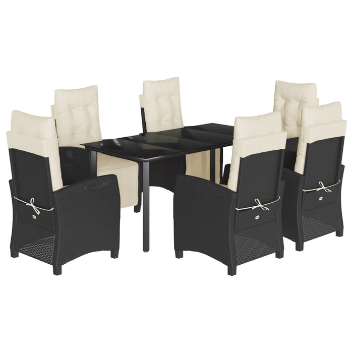 Set mobilier de grădină cu perne, 7 piese, negru, poliratan - WALTI WALTI