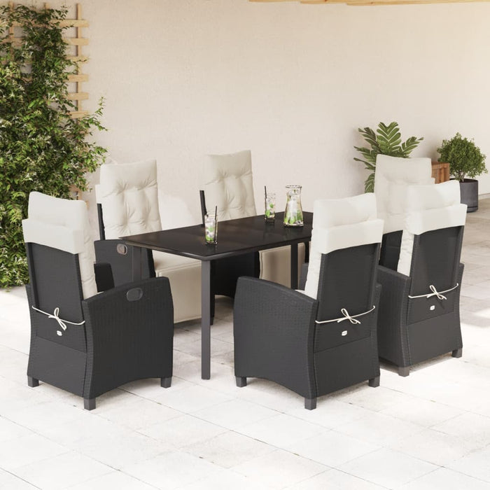 Set mobilier de grădină cu perne, 7 piese, negru, poliratan - WALTI WALTI