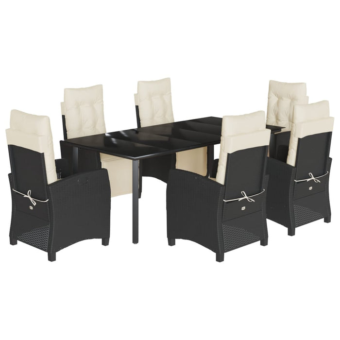Set mobilier de grădină cu perne, 7 piese, negru, poliratan WALTI