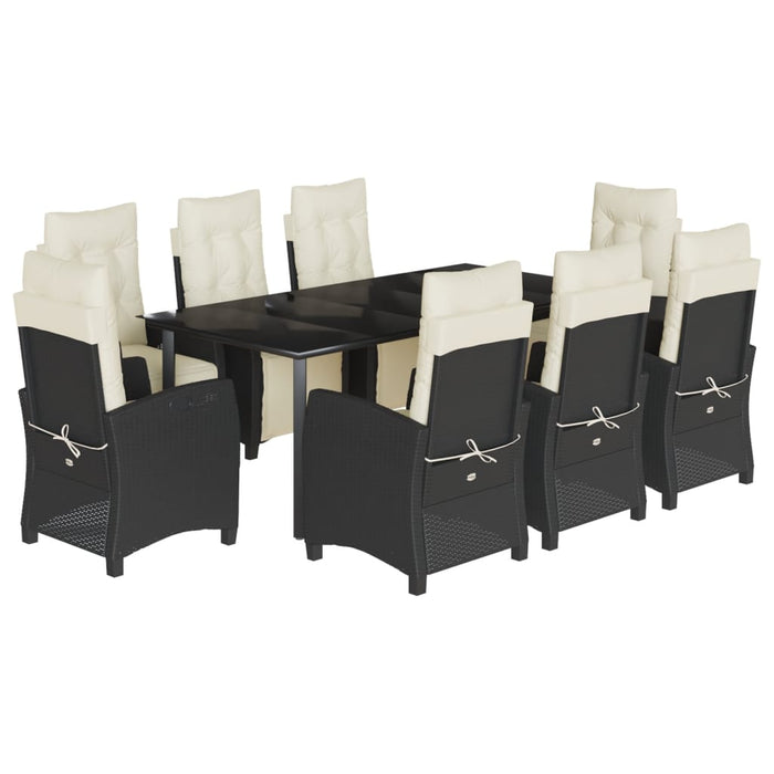 Set mobilier de grădină cu perne, 9 piese, negru, poliratan - WALTI WALTI