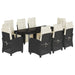Set mobilier de grădină cu perne, 9 piese, negru, poliratan - WALTI WALTI
