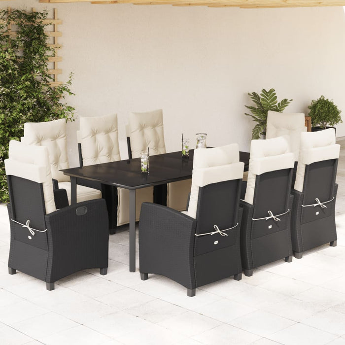 Set mobilier de grădină cu perne, 9 piese, negru, poliratan - WALTI WALTI