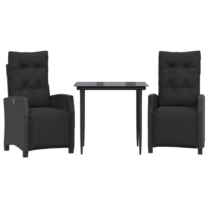 Set mobilier de grădină cu perne, 3 piese, negru, poliratan - WALTI WALTI