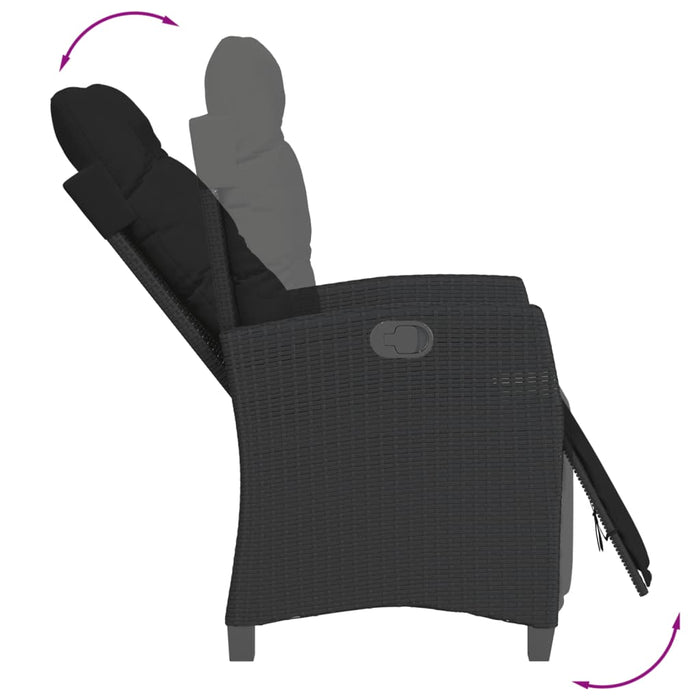 Set mobilier de grădină cu perne, 3 piese, negru, poliratan - WALTI WALTI