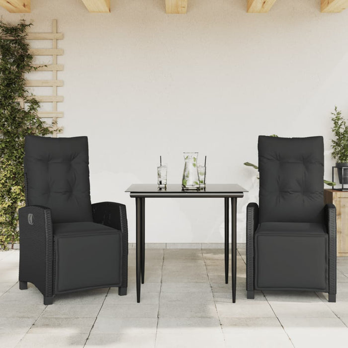 Set mobilier de grădină cu perne, 3 piese, negru, poliratan - WALTI WALTI