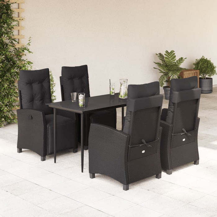 Set mobilier de grădină cu perne, 5 piese, negru, poliratan - WALTI WALTI