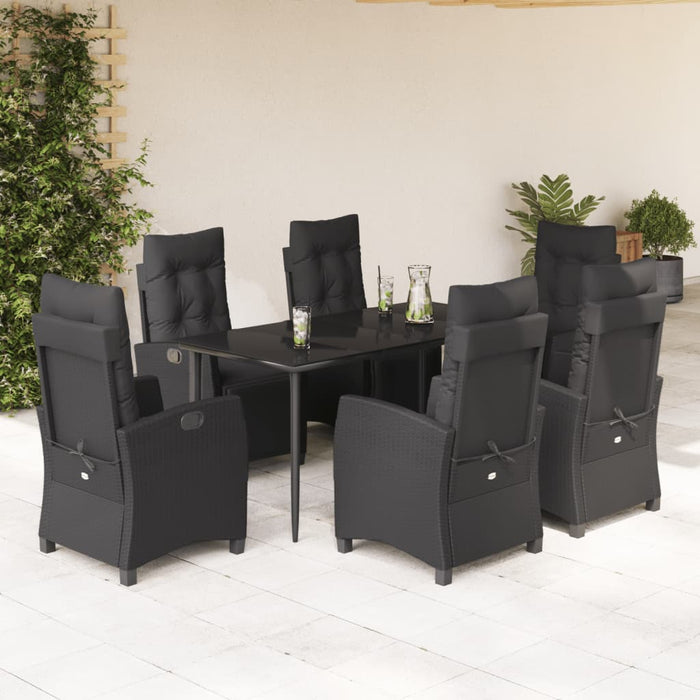 Set mobilier de grădină cu perne, 7 piese, negru, poliratan - WALTI WALTI
