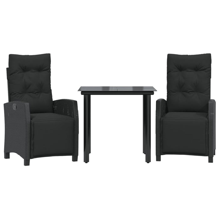 Set mobilier de grădină cu perne, 3 piese, negru, poliratan - WALTI WALTI