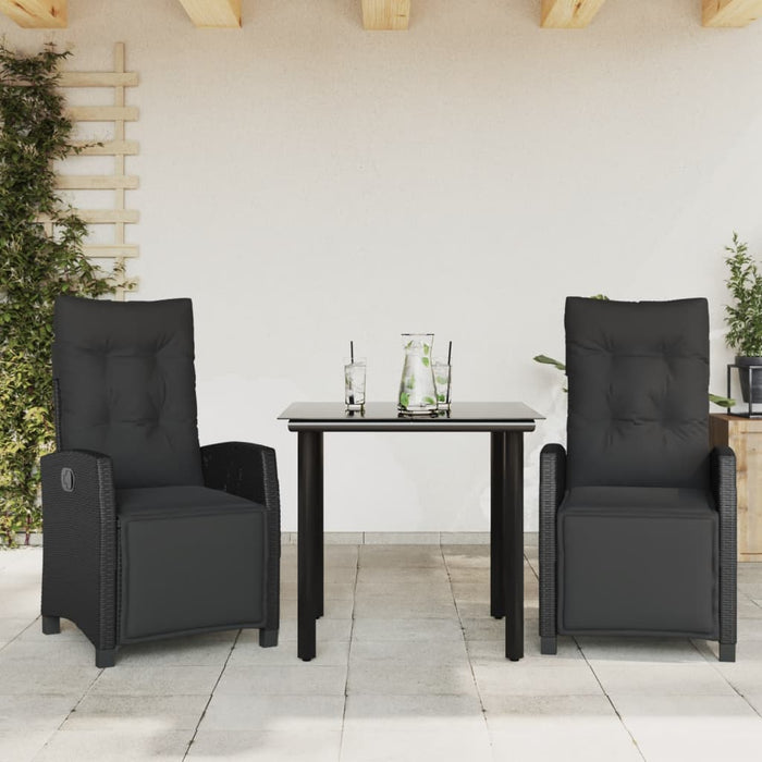 Set mobilier de grădină cu perne, 3 piese, negru, poliratan - WALTI WALTI