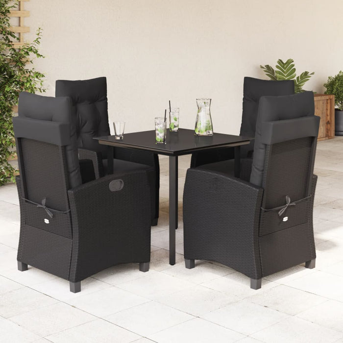 Set mobilier de grădină cu perne, 5 piese, negru, poliratan - WALTI WALTI