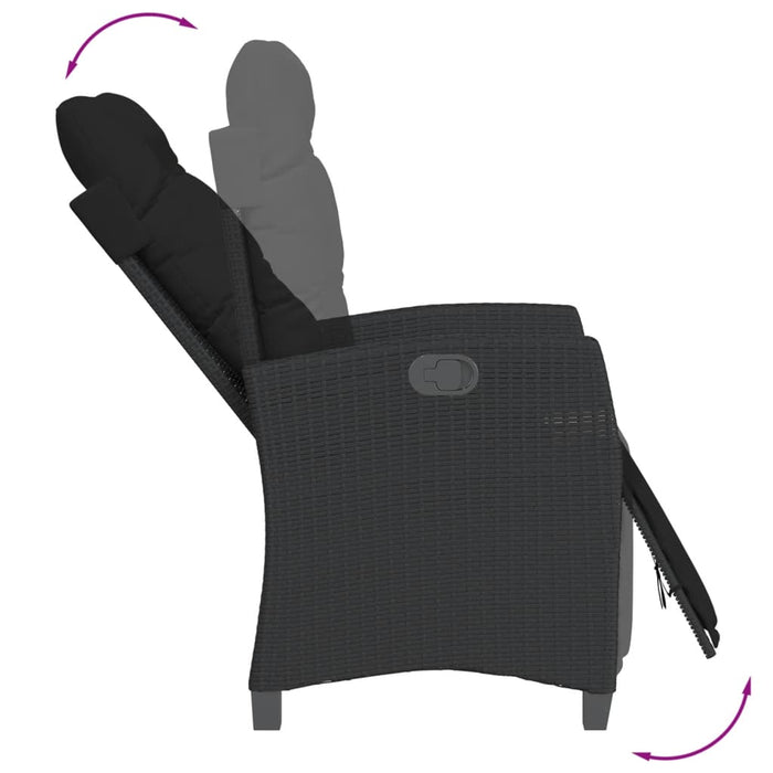 Set mobilier de grădină cu perne, 5 piese, negru, poliratan - WALTI WALTI