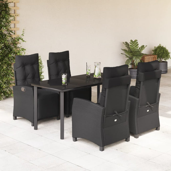 Set mobilier de grădină cu perne, 5 piese, negru, poliratan - WALTI WALTI
