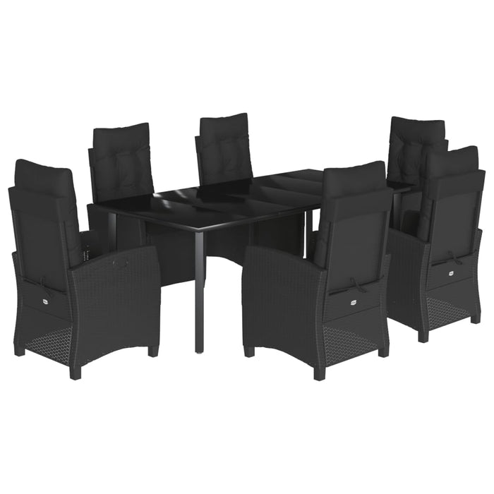 Set mobilier de grădină cu perne, 7 piese, negru, poliratan - WALTI WALTI