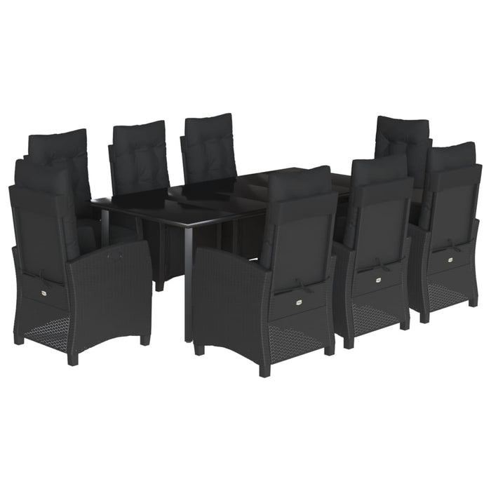 Set mobilier de grădină cu perne, 9 piese, negru, poliratan - WALTI WALTI