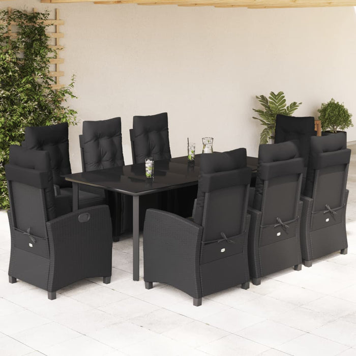 Set mobilier de grădină cu perne, 9 piese, negru, poliratan - WALTI WALTI
