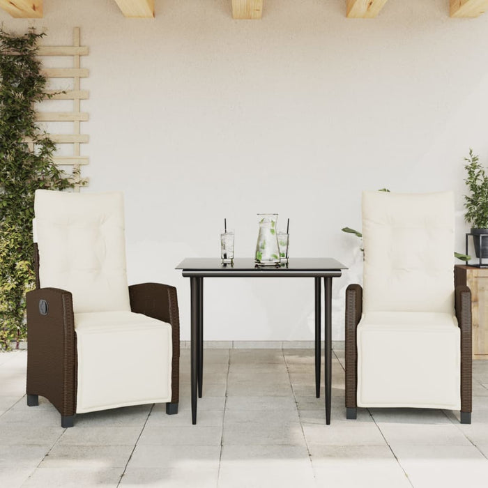 Set mobilier de grădină cu perne, 3 piese, maro, poliratan - WALTI WALTI