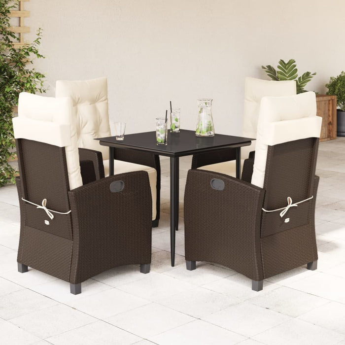 Set mobilier de grădină, 5 piese, cu perne, maro, poliratan - WALTI WALTI