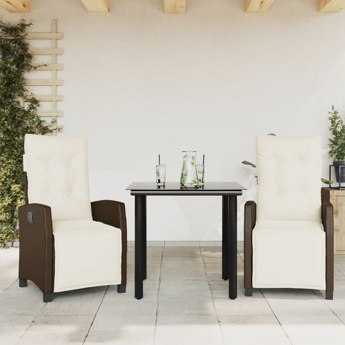Set mobilier de grădină cu perne, 3 piese, maro, poliratan - WALTI WALTI