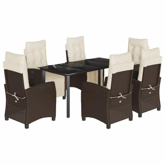 Set mobilier de grădină cu perne, 7 piese, maro, poliratan WALTI
