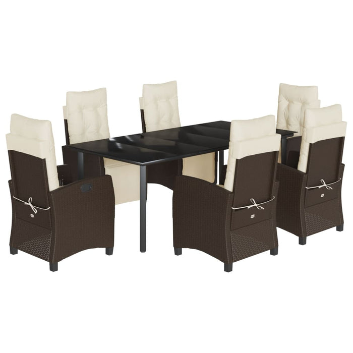 Set mobilier de grădină cu perne, 7 piese, maro, poliratan WALTI