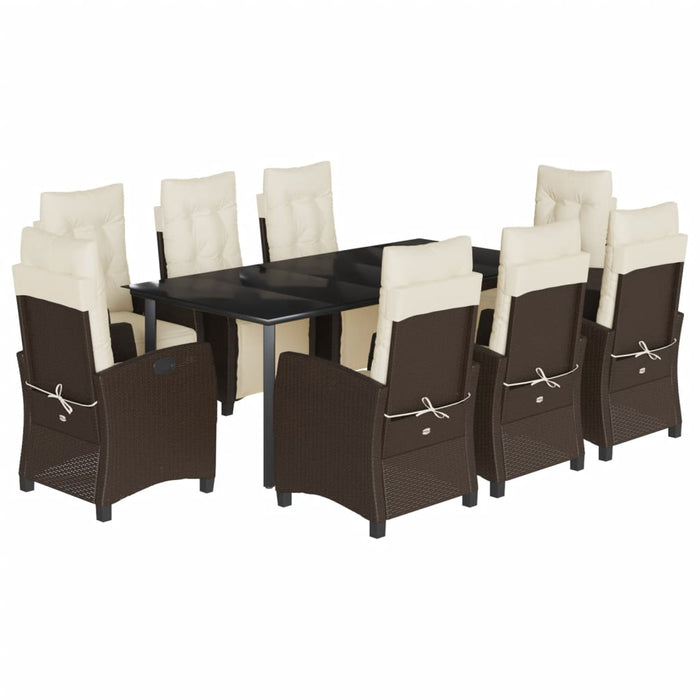 Set mobilier de grădină cu perne, 9 piese, maro, poliratan - WALTI WALTI