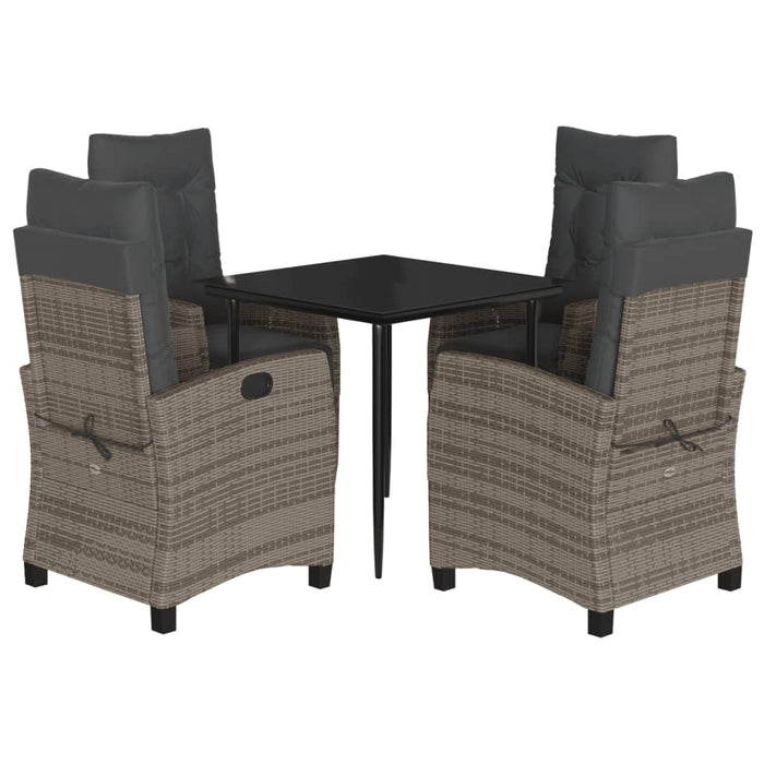 Set mobilier de grădină cu perne, 5 piese, gri, poliratan WALTI