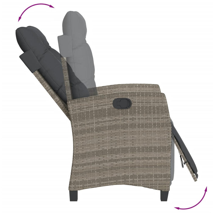 Set mobilier de grădină cu perne, 5 piese, gri, poliratan WALTI