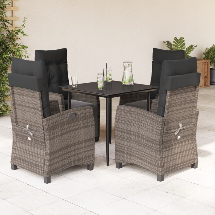 Set mobilier de grădină cu perne, 5 piese, gri, poliratan WALTI