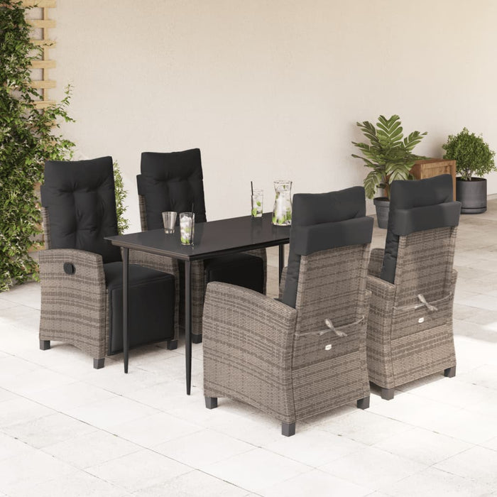 Set mobilier de grădină cu perne, 5 piese, gri, poliratan - WALTI WALTI