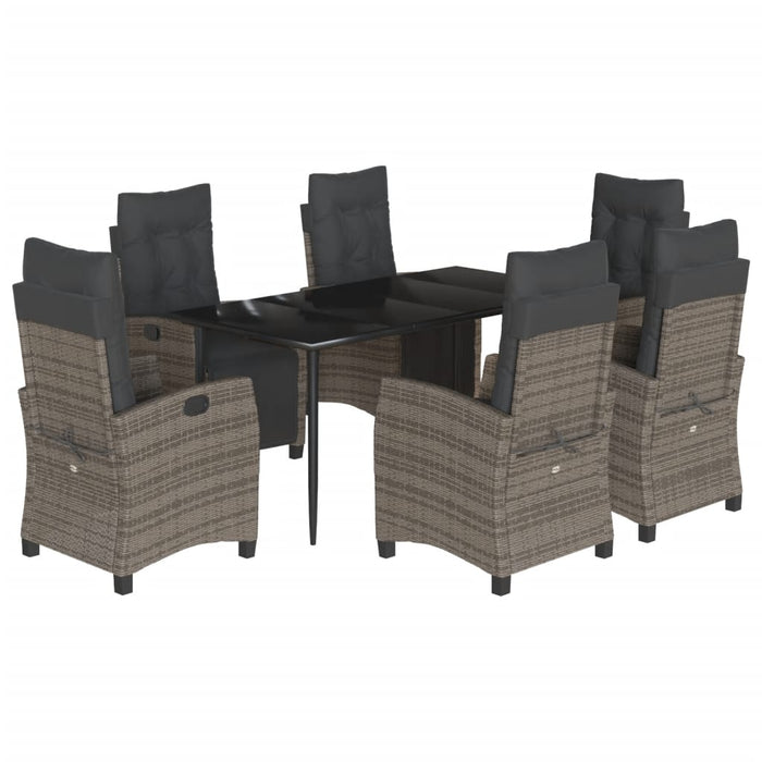 Set mobilier de grădină cu perne, 7 piese, gri, poliratan WALTI