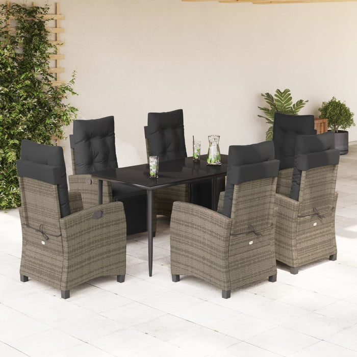Set mobilier de grădină cu perne, 7 piese, gri, poliratan WALTI