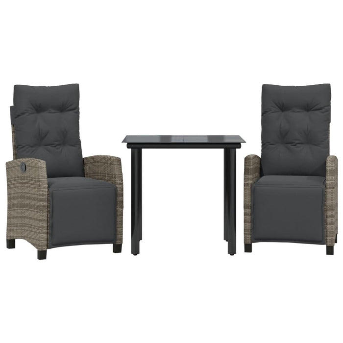 Set mobilier de grădină cu perne, 3 piese, gri, poliratan - WALTI WALTI