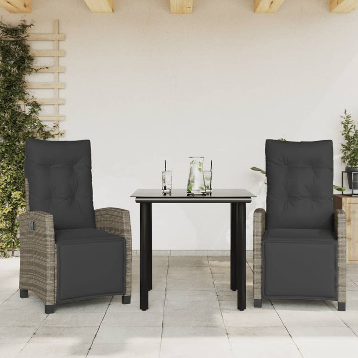 Set mobilier de grădină cu perne, 3 piese, gri, poliratan - WALTI WALTI