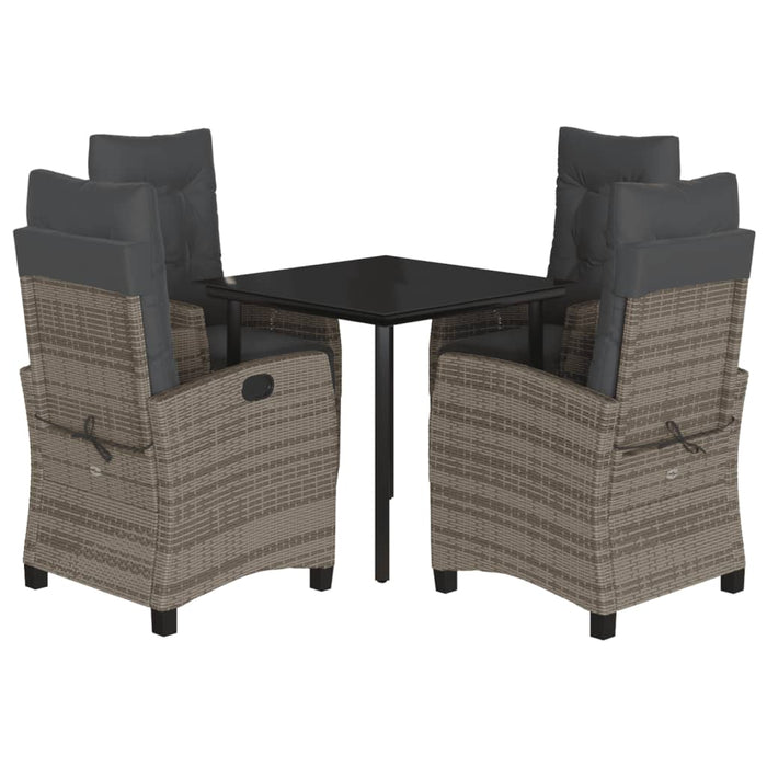 Set mobilier de grădină cu perne, 5 piese, gri, poliratan WALTI