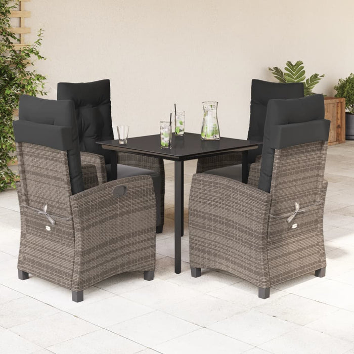 Set mobilier de grădină cu perne, 5 piese, gri, poliratan WALTI