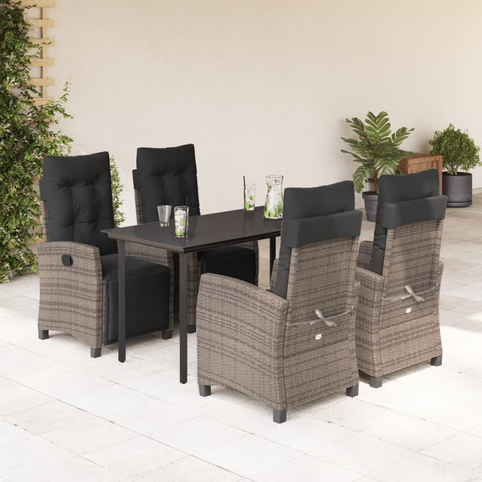 Set mobilier de grădină cu perne, 5 piese, gri, poliratan - WALTI WALTI