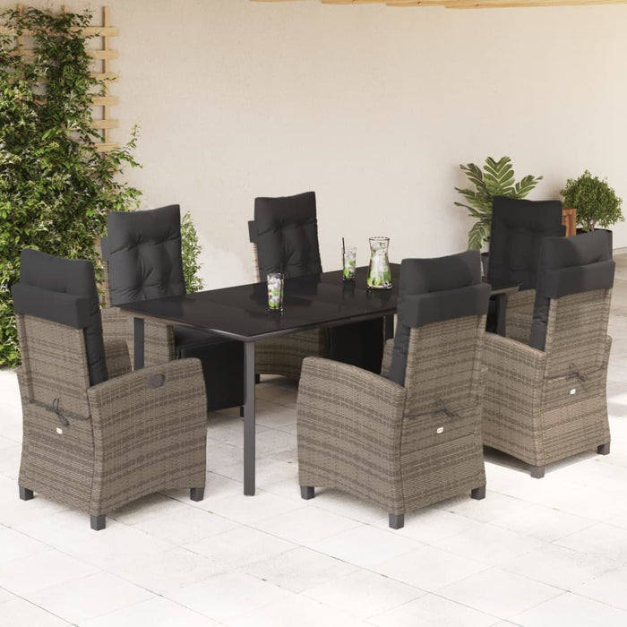 Set mobilier de grădină cu perne, 7 piese, gri, poliratan - WALTI WALTI