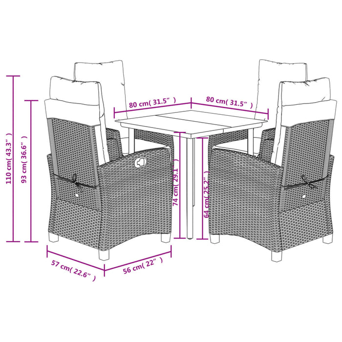 Set mobilier pentru grădină, 5 piese, cu perne, bej, poliratan - WALTI WALTI
