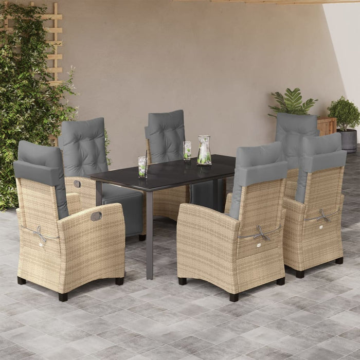 Set mobilier pentru grădină, 7 piese, cu perne, bej, poliratan - WALTI WALTI
