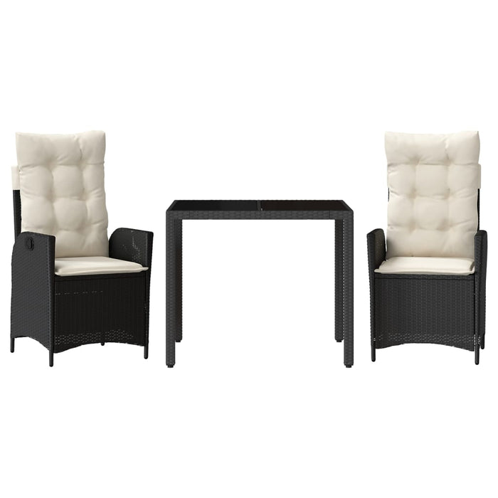 Set mobilier de grădină cu perne, 3 piese, negru, poliratan - WALTI WALTI