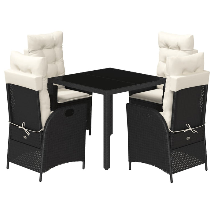 Set mobilier de grădină cu perne, 5 piese, negru, poliratan - WALTI WALTI