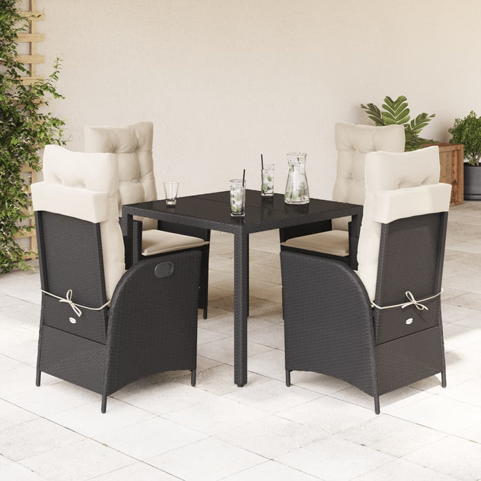 Set mobilier de grădină cu perne, 5 piese, negru, poliratan - WALTI WALTI