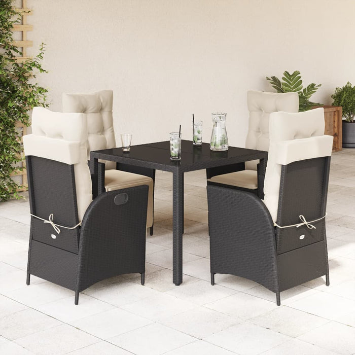 Set mobilier de grădină cu perne, 5 piese, negru, poliratan - WALTI WALTI